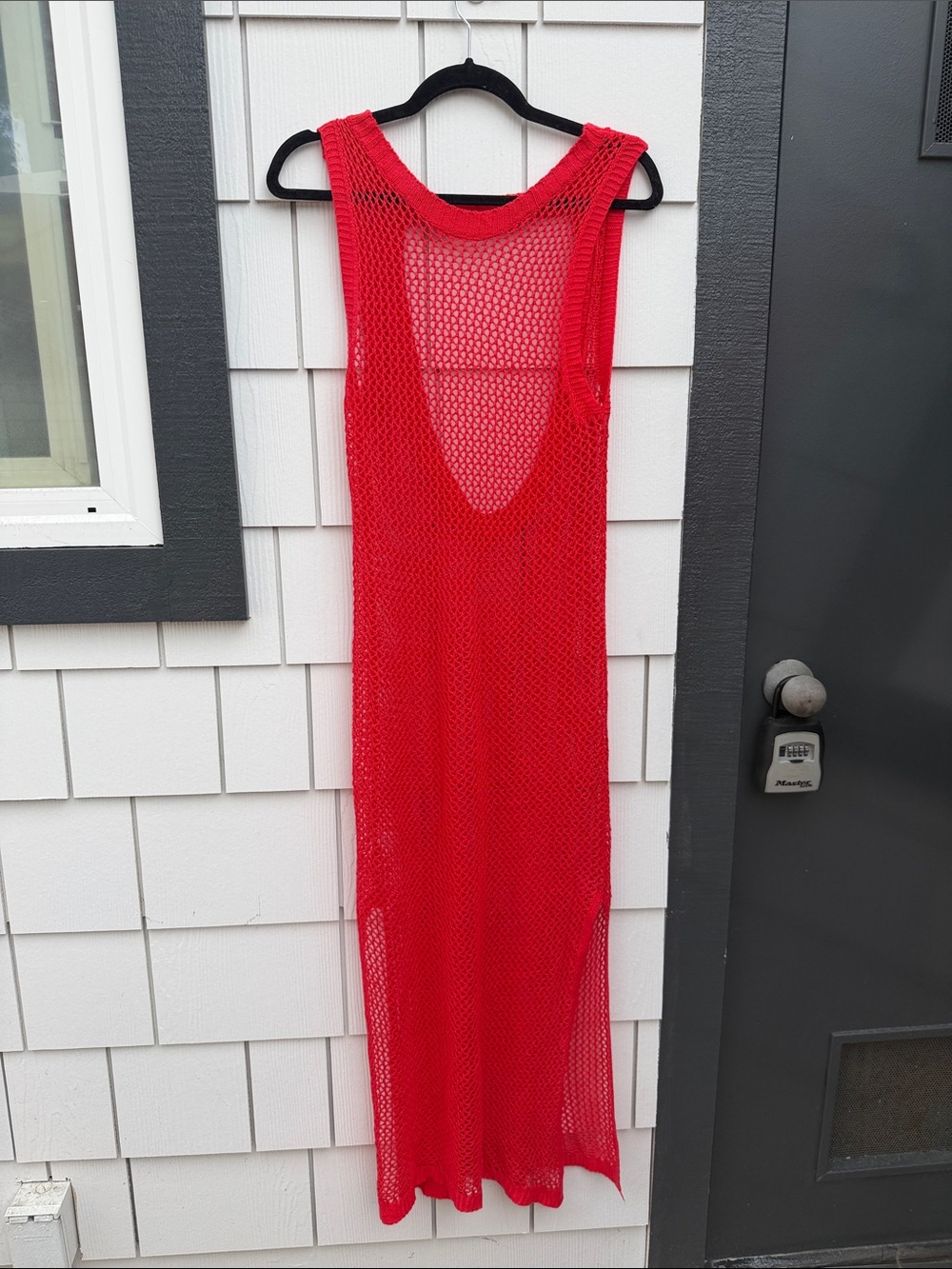 Red Crochet Swim Cover-Up Dress - Women's Beachwear